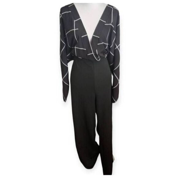 SHEIN BLACK & WHITE GRID PRINT JUMPSUIT SZ.4XL EUC. - Picture 2 of 8